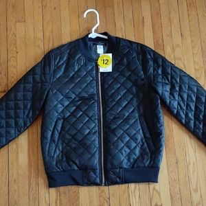 Black quilted bomber jacket